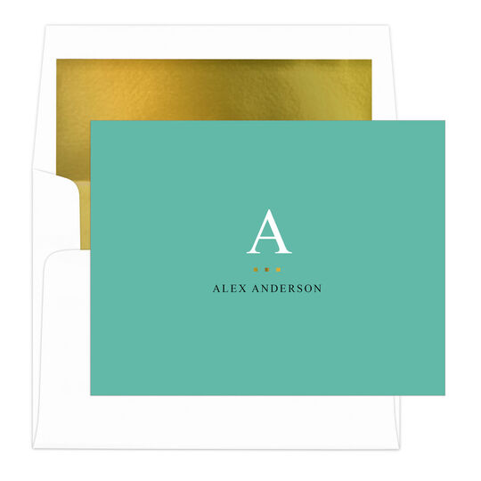 Initial Gold Indicator Folded Note Cards with Lined Envelopes